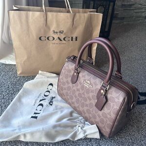 NWT Coach Rowan Satchel In Signature Canvas CV961 Canvas/Gold/Tan/Brown